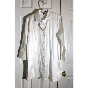 Paperwhite Women's White 3/4 Sleeve Button Front Tunic Shirt sz 8 NWT